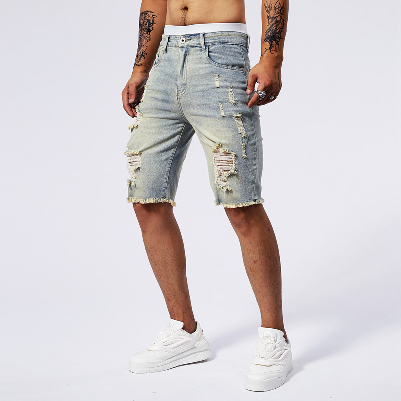 2025 Summer New Men's Ripped D - Streetwear Brand Denim recension och pris